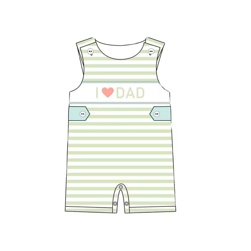 preorder SR1570 I love dad green striped sleeveless jumpsuit