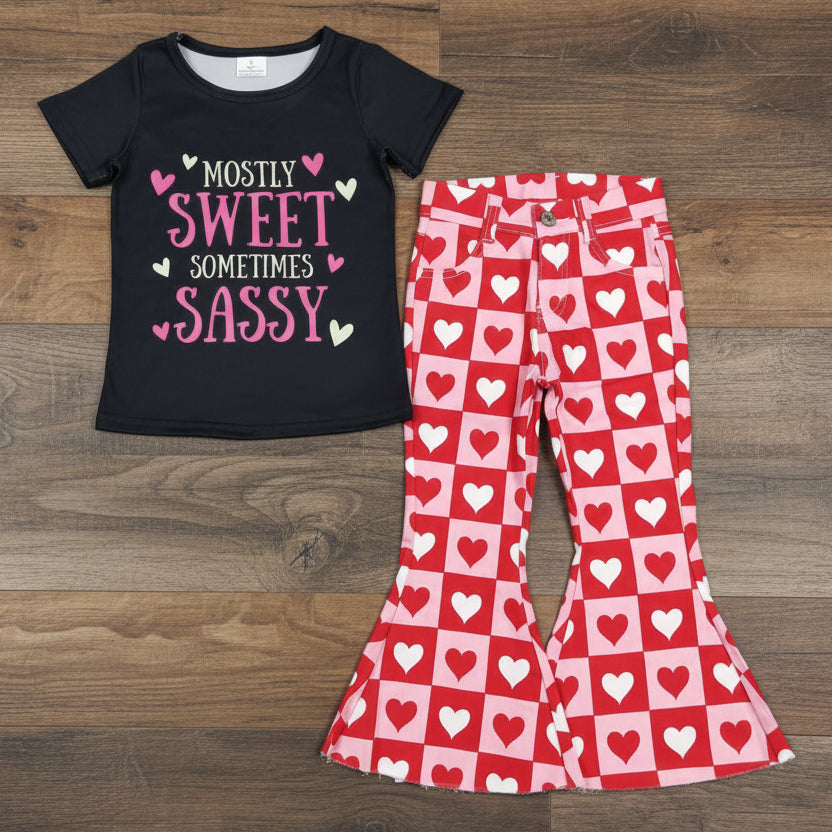 sweet sassy girl valentine jeans clothes set