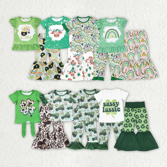 Sibling Baby Girls Boys St Patrick Day Boutique Holiday Clothes Sets