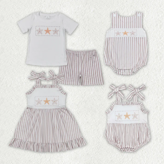 Match Baby Girls Boys Star Fish Stripes Dresses Sets D 3.14