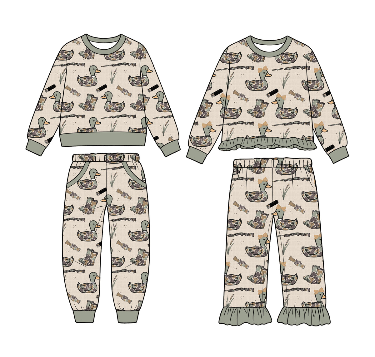 Pre order kids sibling camo duck outfit