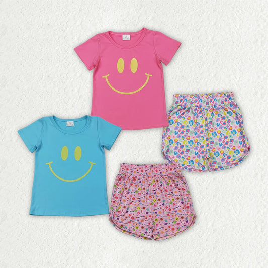Sibling Vinyl Baby Girls Short Sleeves Smile Top Floral Shorts Sets D 814 10
