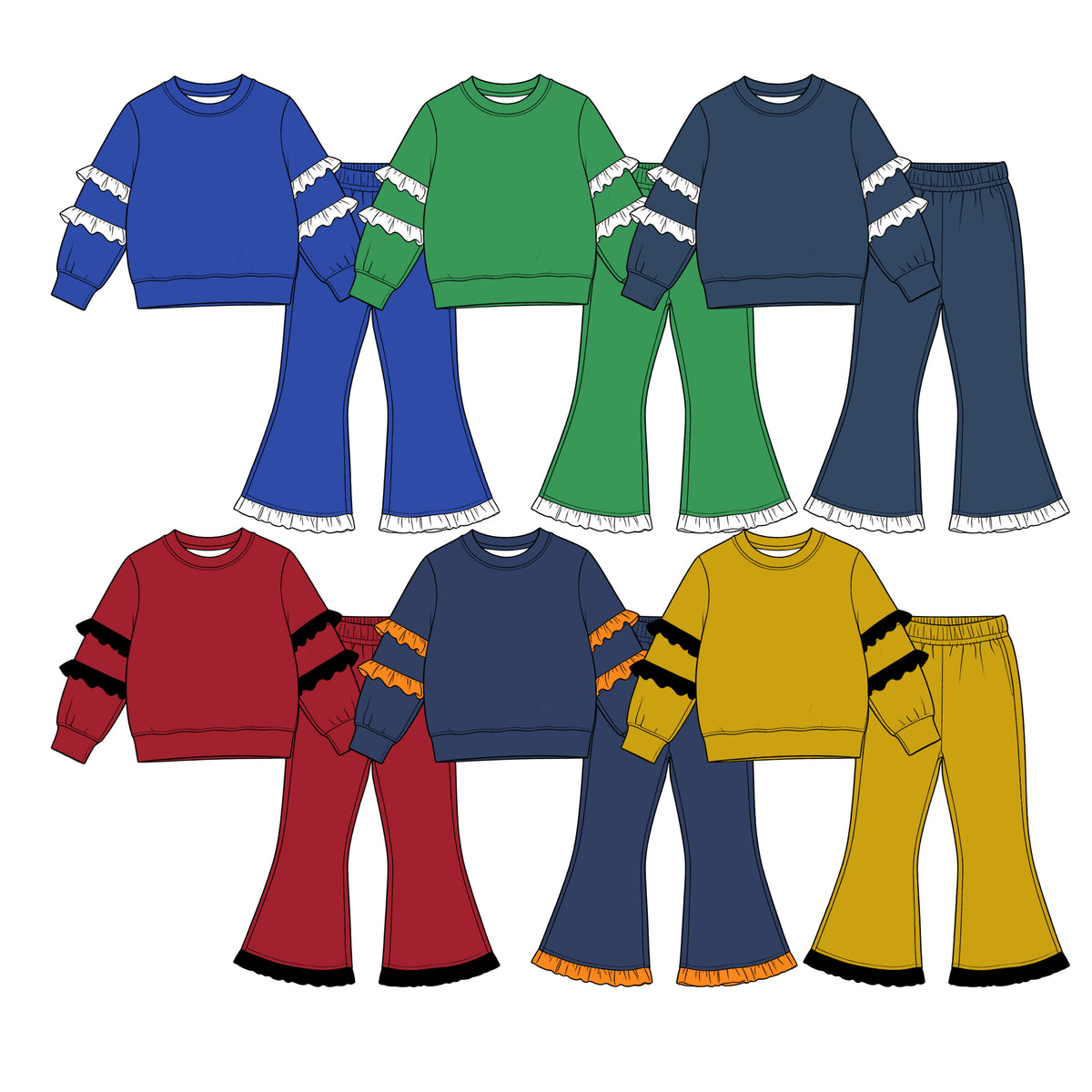 Pre order ruffle sweatershirt pants set