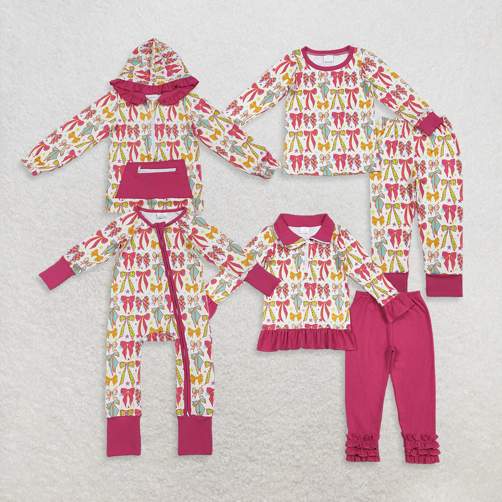 Sibling Baby Girls Colorful Bows Stars Pullovers Pants Pajamas Clothes Sets Rompers   D 920
