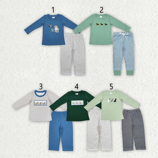 Sibling Hunting Baby Boys Embroidery Southern Tops Pants Clothes Sets D 6.28