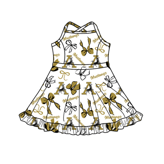 Custom  baby girl  Mustangs Aztecs team dress  D 825