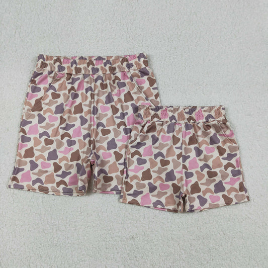 Sibling Mama And Me Southern Brown Pink Camouflage Shorts Bottoms Matching Mother Daughter Clothing Set
