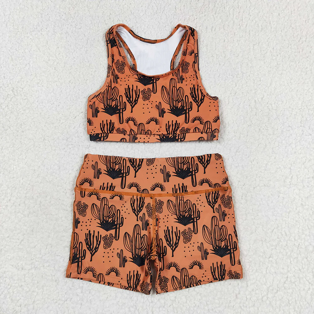 Match Baby Girls Western Sports Crop Tops Shorts Sibling Clothes Sets