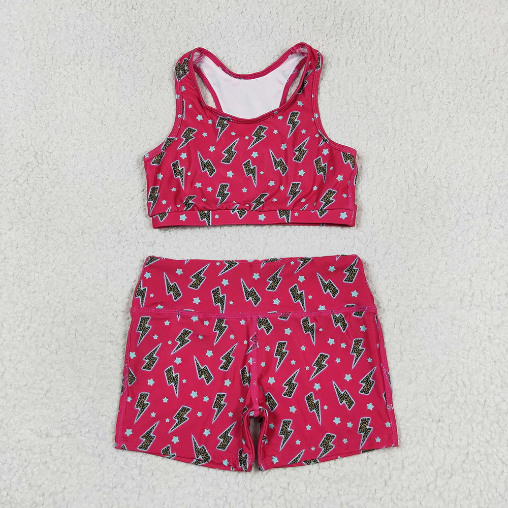 Match Baby Girls Western Sports Crop Tops Shorts Sibling Clothes Sets