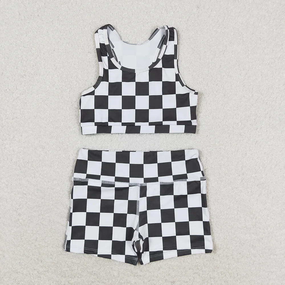 Match Baby Girls Western Sports Crop Tops Shorts Sibling Clothes Sets