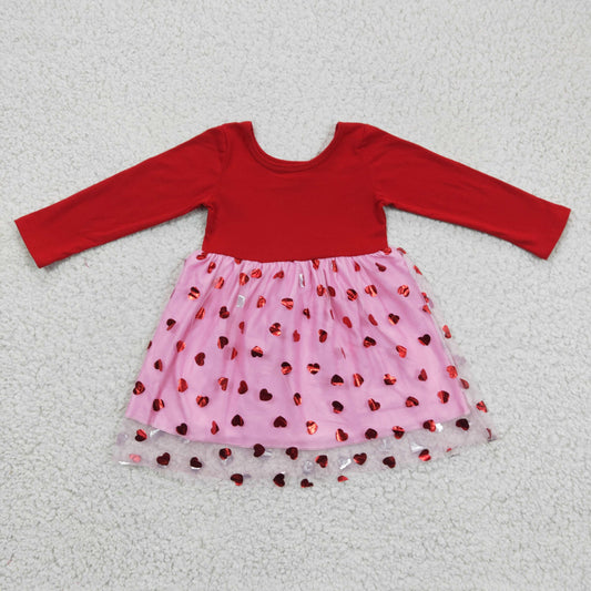 valentine's day  red long sleeve tutu dress girls dresses