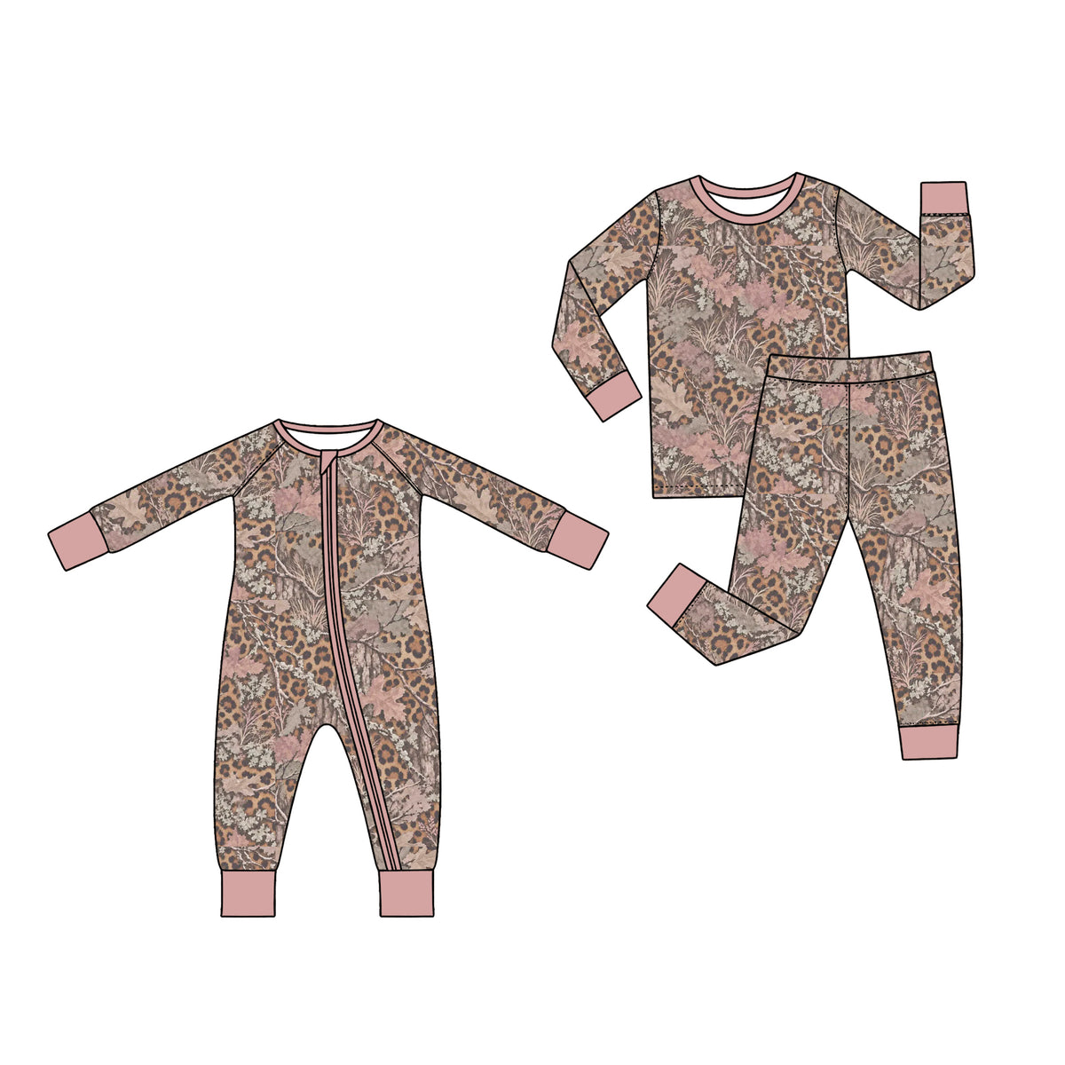 Pre order leopard leaves print girl sibling clothing