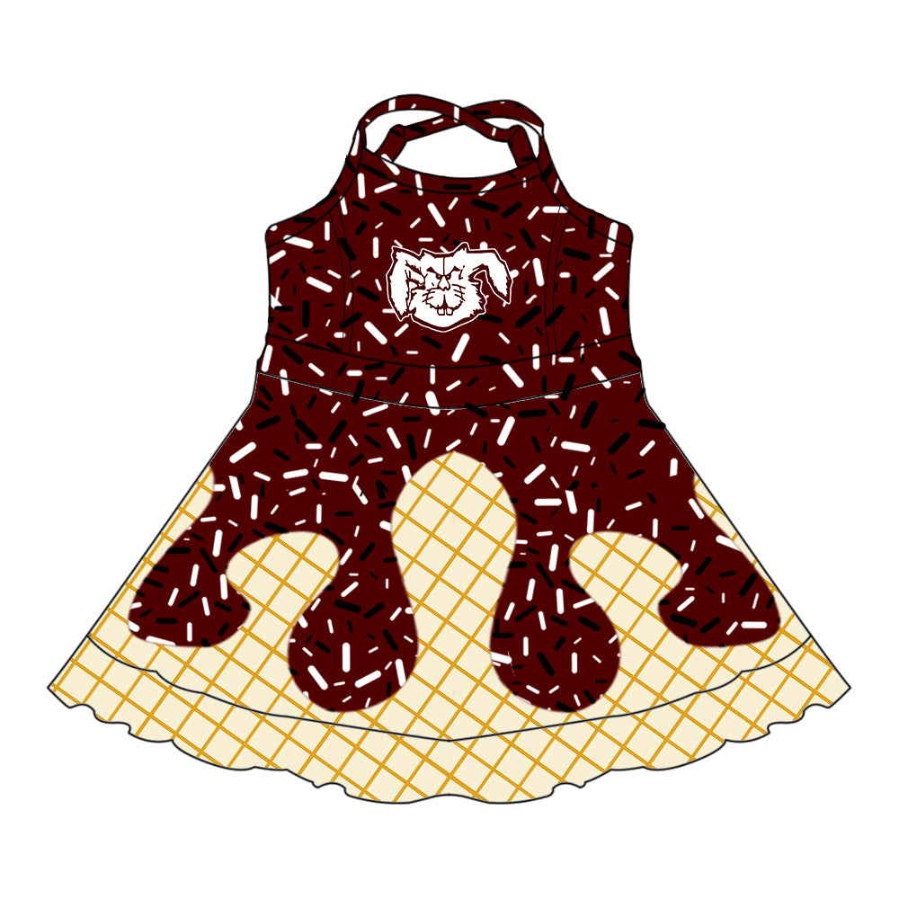 Custom Bowie Jackrabbits baby girls dress  MOQ3  D 7.5