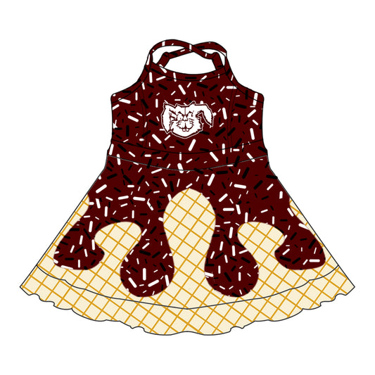 Custom Bowie Jackrabbits baby girls dress MOQ3 D 7.5