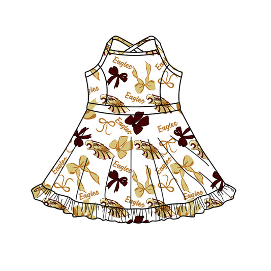 Custom  baby girl  Eagles Aztecs team dress  D 823