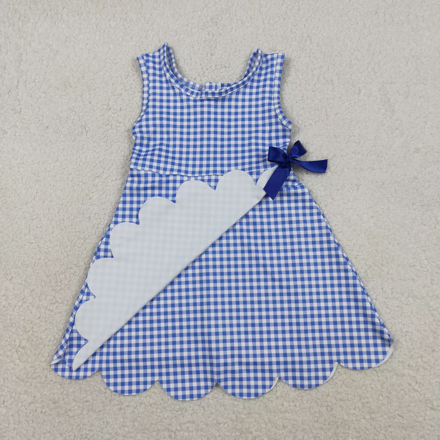 royal blue gingham scallop athletic dress