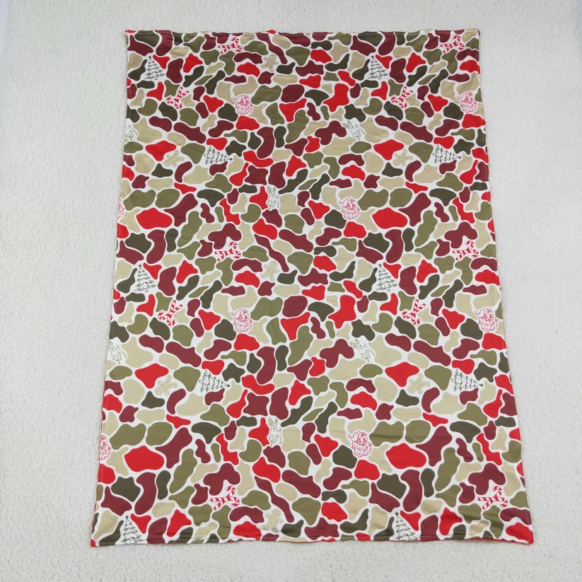 christmas tree deer santa red green camo blanket