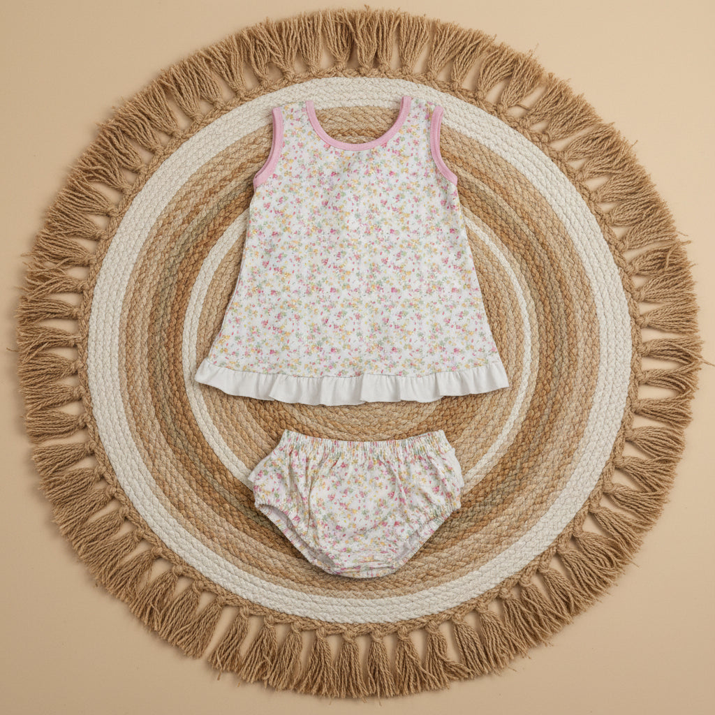 sleeveless floral bummie set