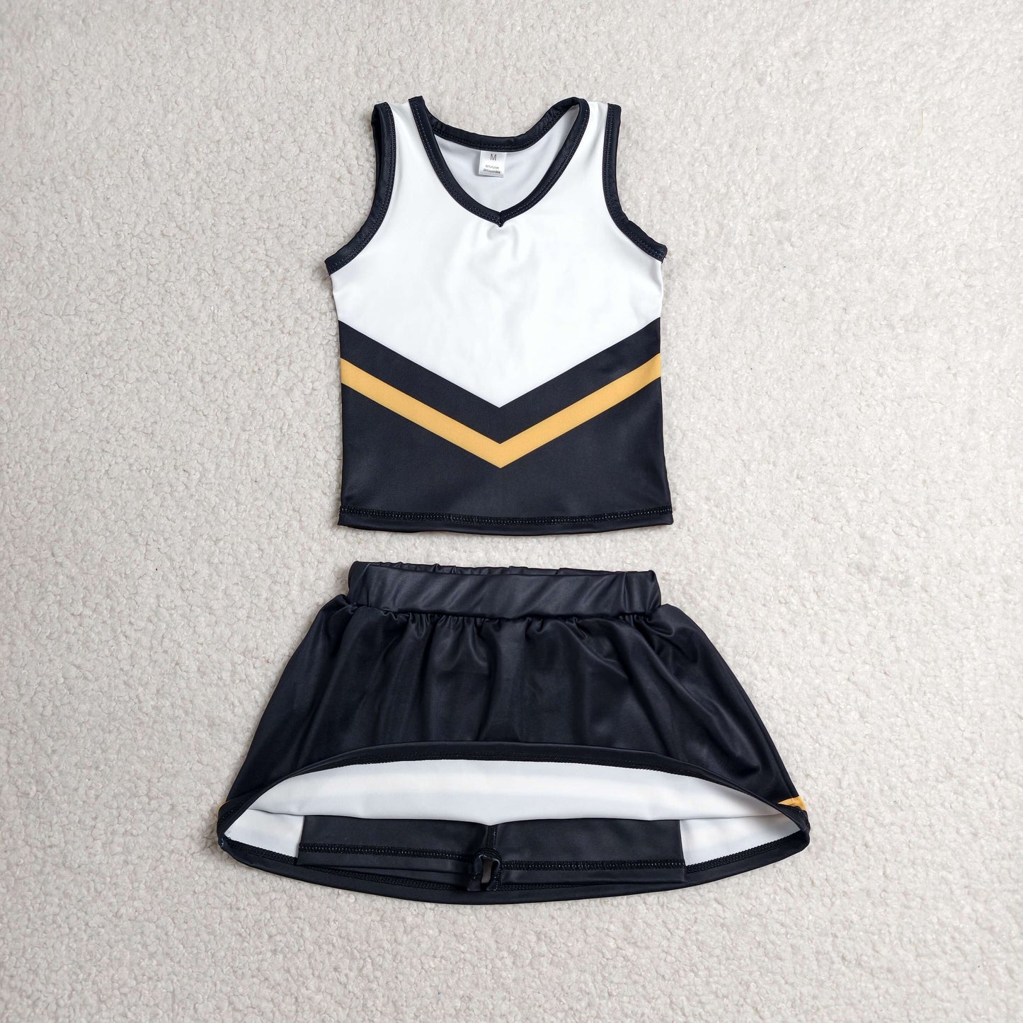 black white gold cheerleader athletic skort outfit girls clothes