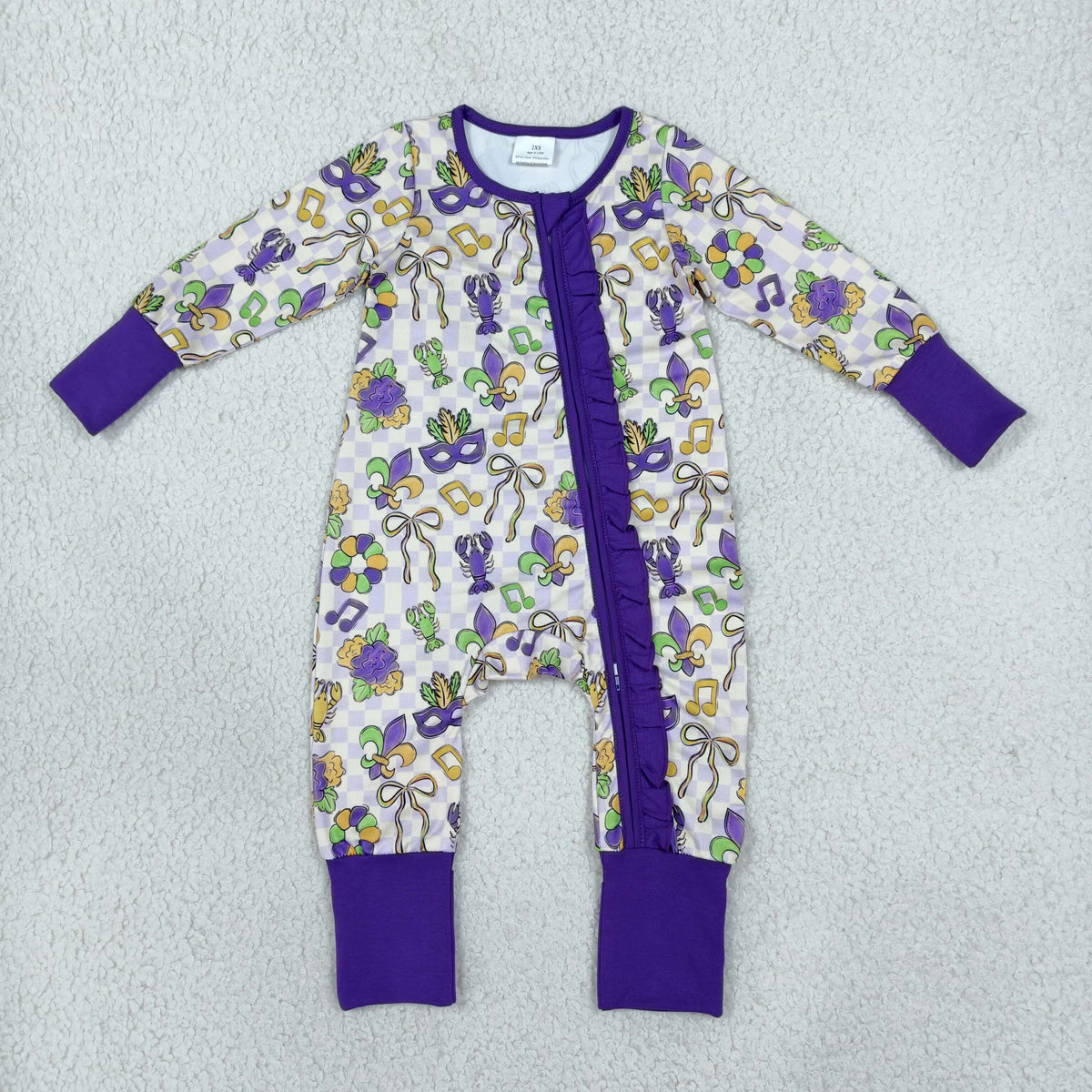 mardi gras baby zippy pjs
