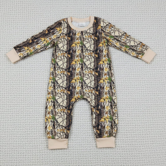 camouflage long sleeve snap romper
