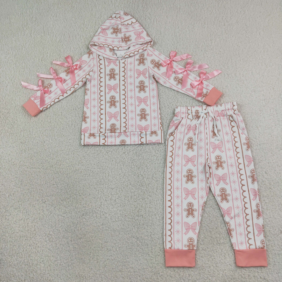pink bow gingerbread hooded outfit