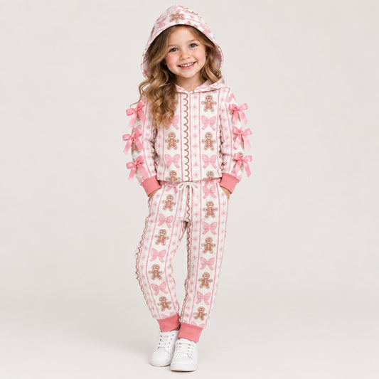 pink bow gingerbread hooded outfit