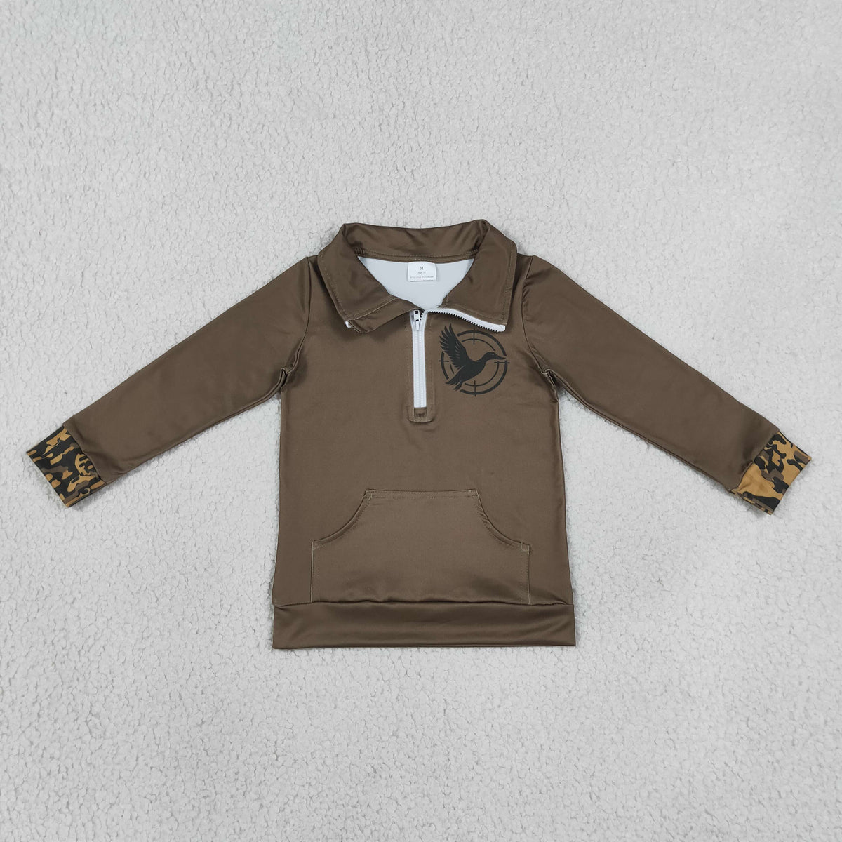 boy mallard print hunting zip up pullover