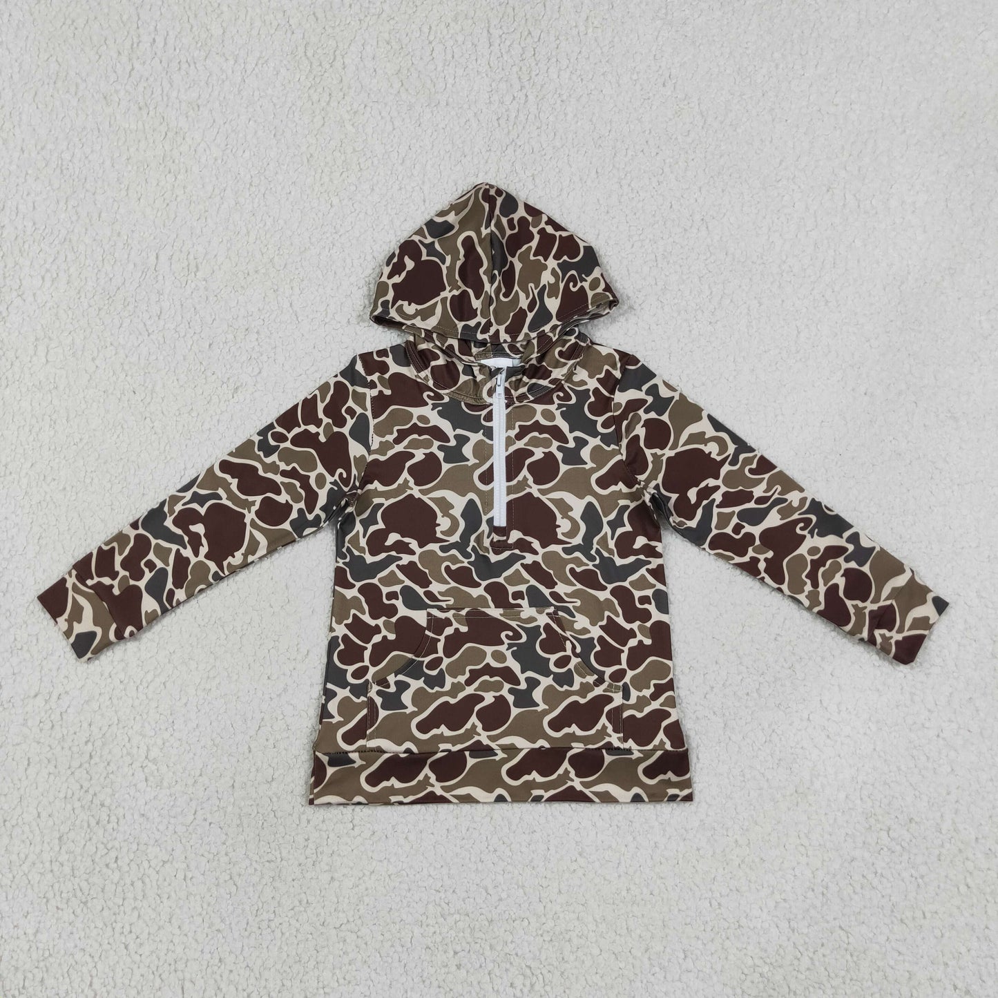 long sleeve zipper up camo hooded pullover