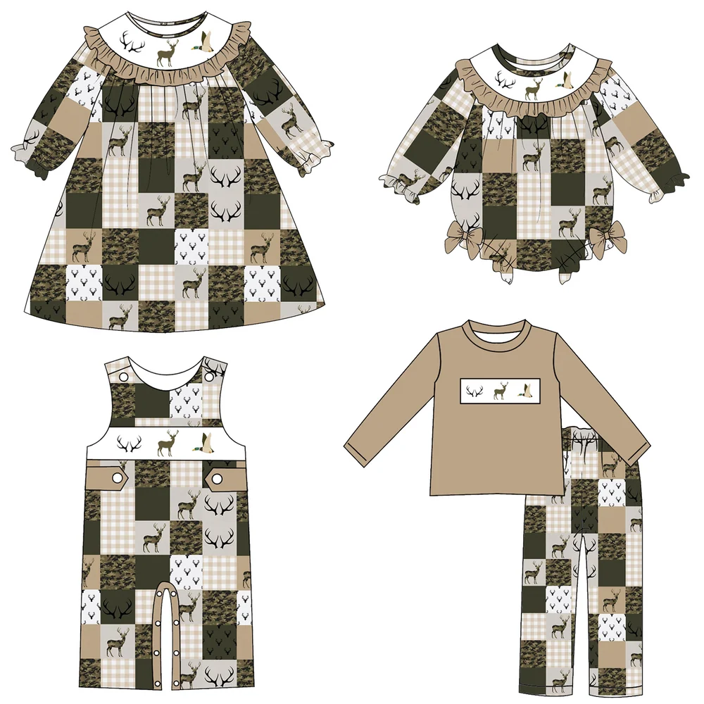 Pre order camo plaid hunting patchwork sibling clothing