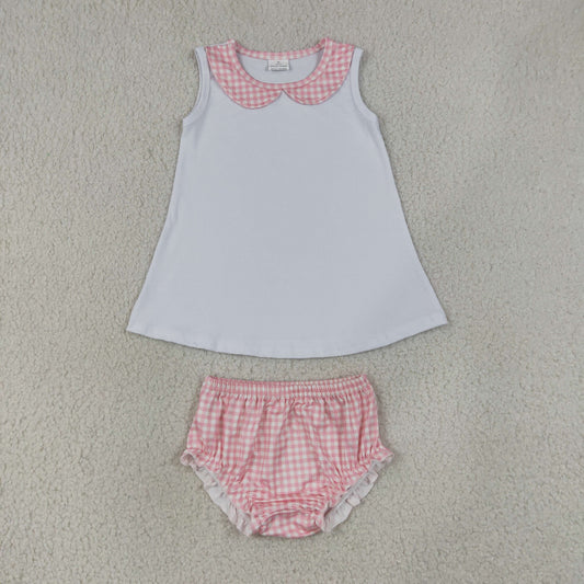 pink gingham collared bummie set
