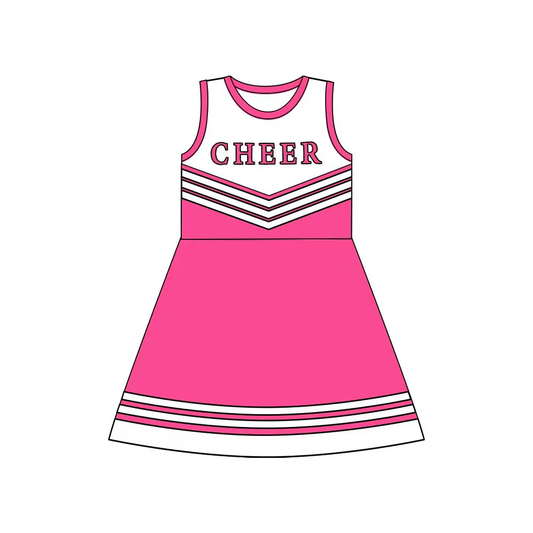 Custom Baby Girls Hotpink Cheer Team Knee Length Dresses D 8.13