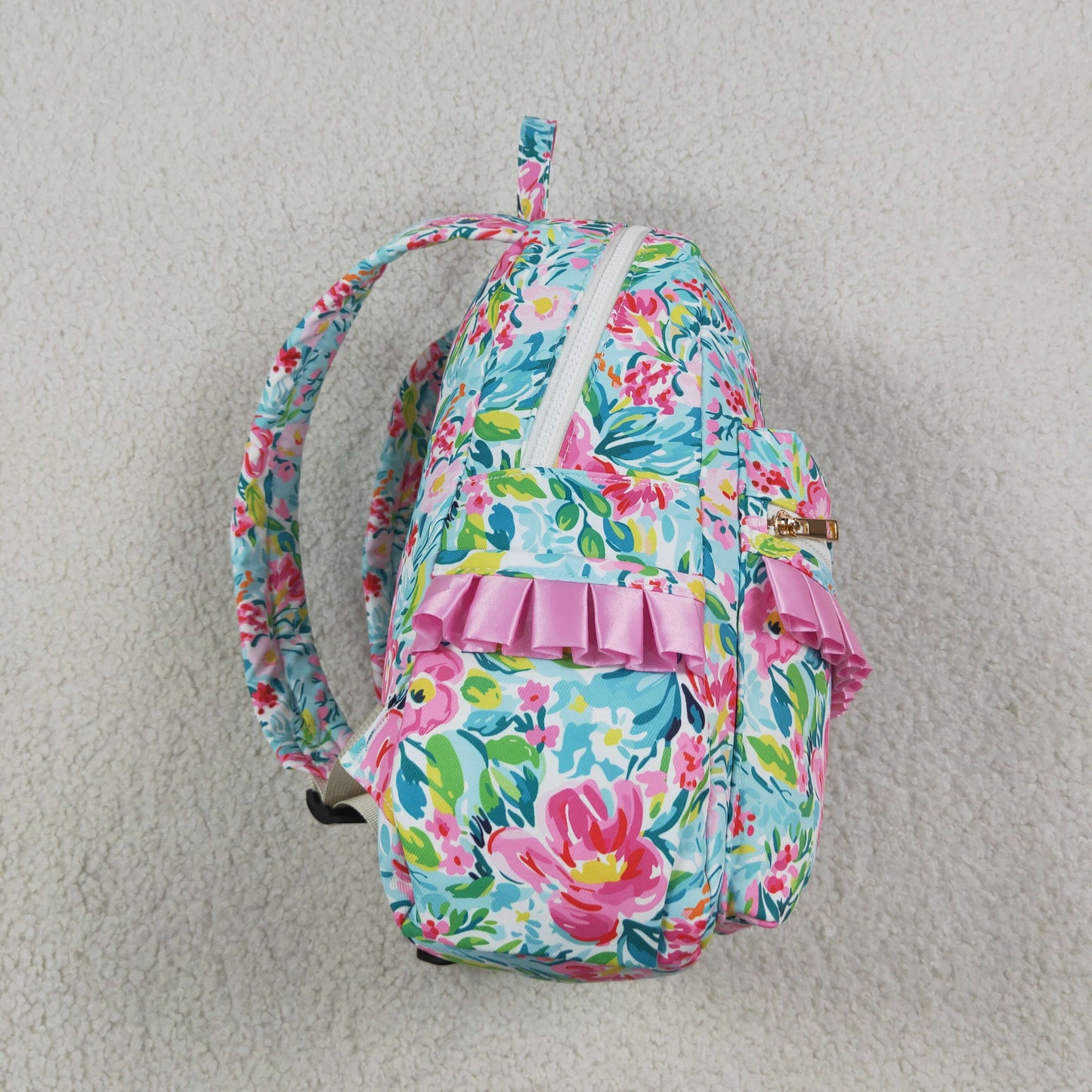 BA0176 pink floral ruffle backpack for girl