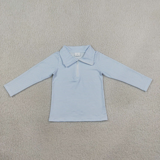 blue striped boy pullover