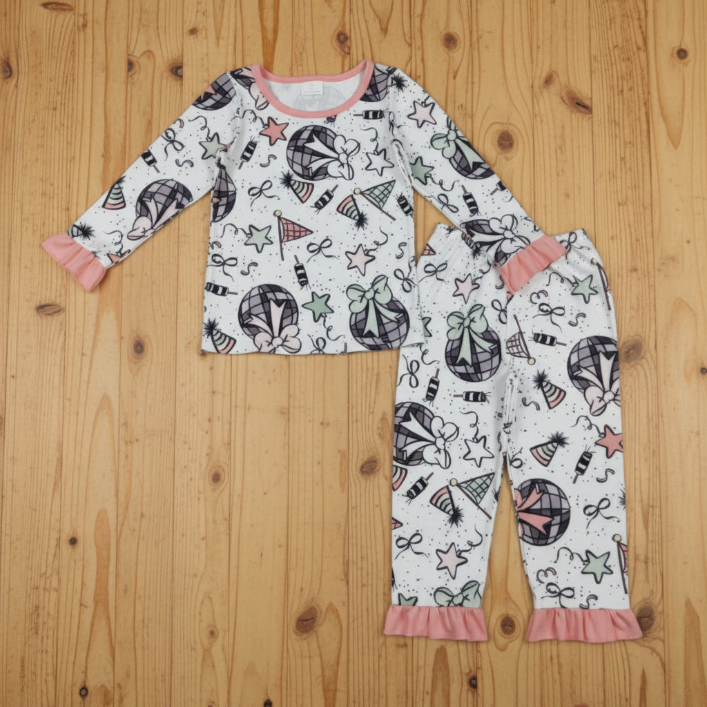 new year's groovy disco girl pajama set