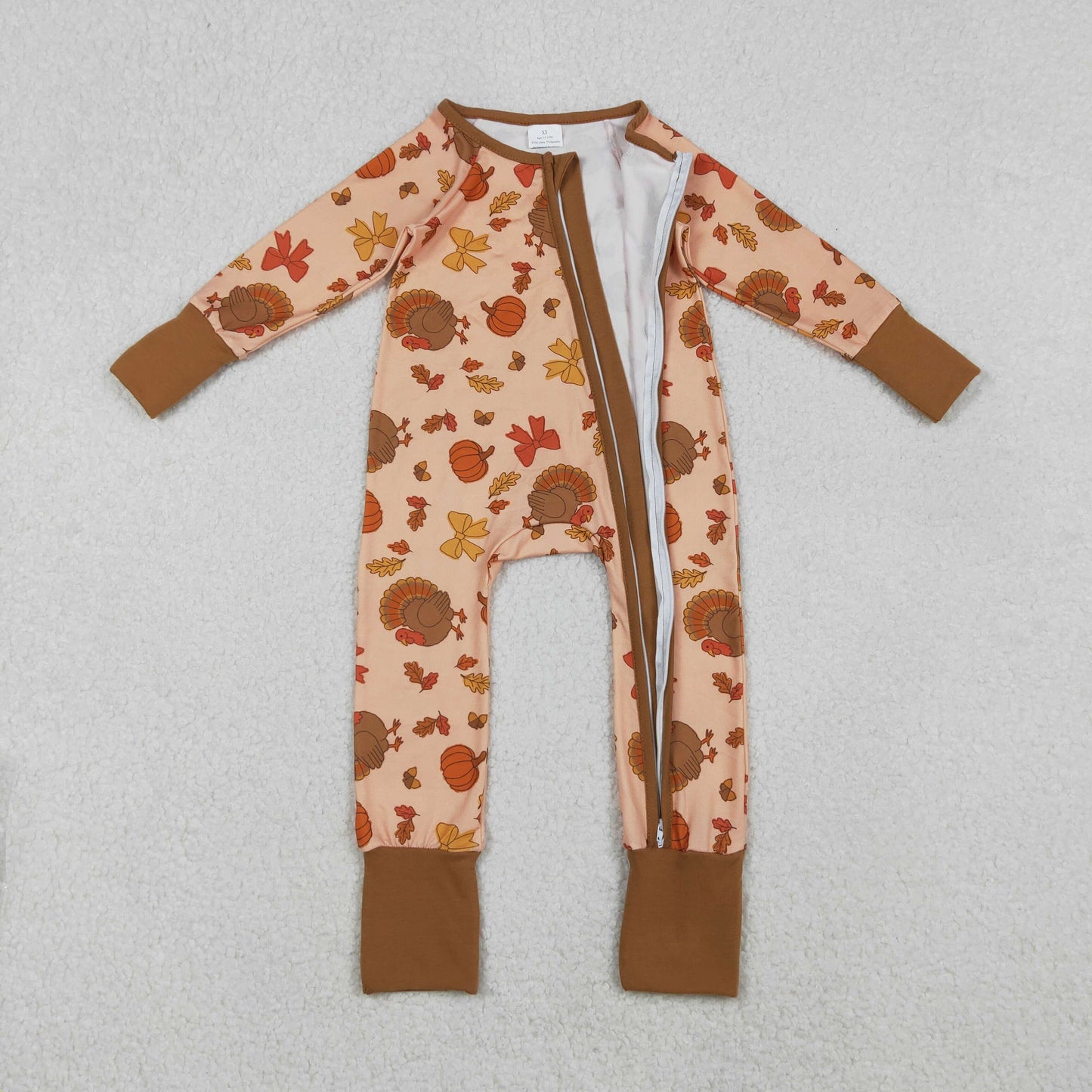 turkey print thanksgiving day baby boy zipper sleeper