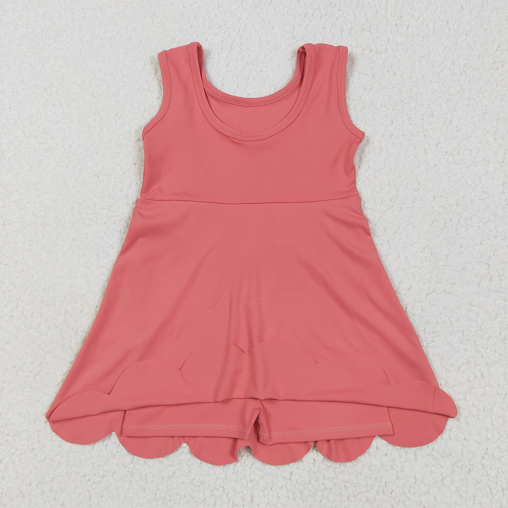 GSD2350 Baby Girls Peach Sleeveless Yoga Active Knee Length Dresses  D 5.9