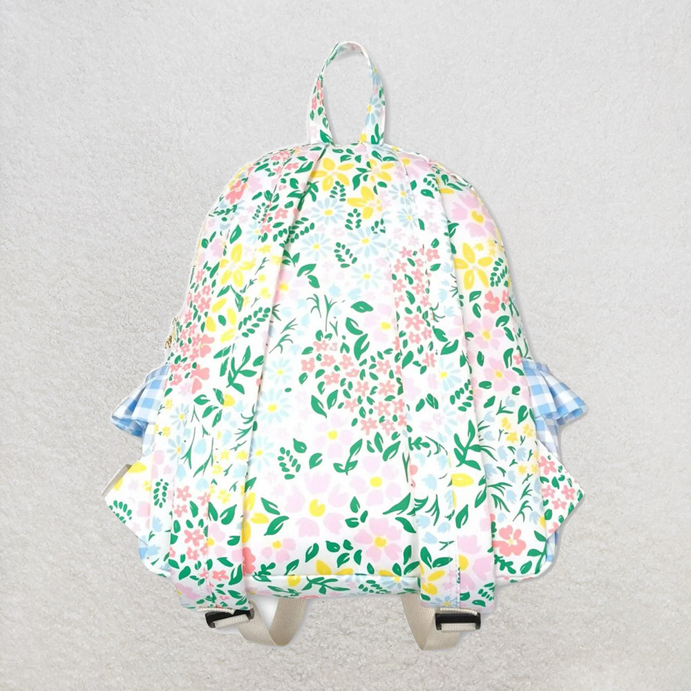 BA0097 Flower pink lace light blue plaid backpack D 8.2