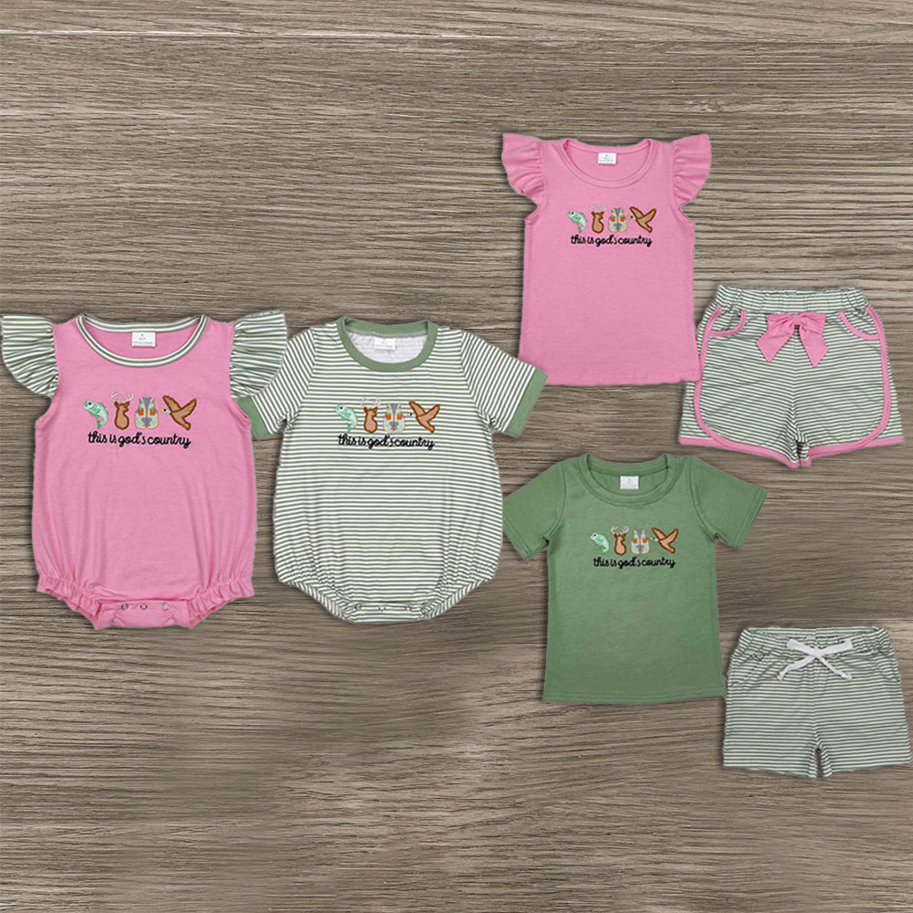 Match Embroidery Baby Boys Girls Girls Baby Boys God Country Hunting Season Rompers Clothes Sets  D 3.13