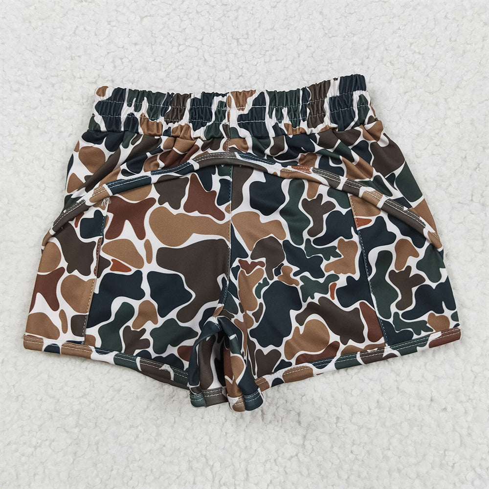 SS0465 Baby Girls Dark Brown Camo Yoga Shorts Bottoms  D 5.22