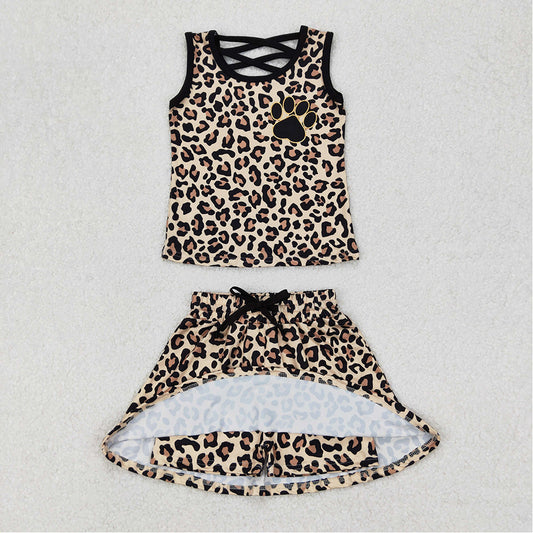 GSD2077  Baby Girls Brown Leopard Shirt Skirt Clothes Sets  D 3.19