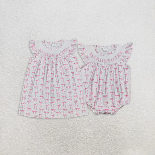 Match Baby Girls Daddy's Girl Bows Rompers Dresses D 4.1