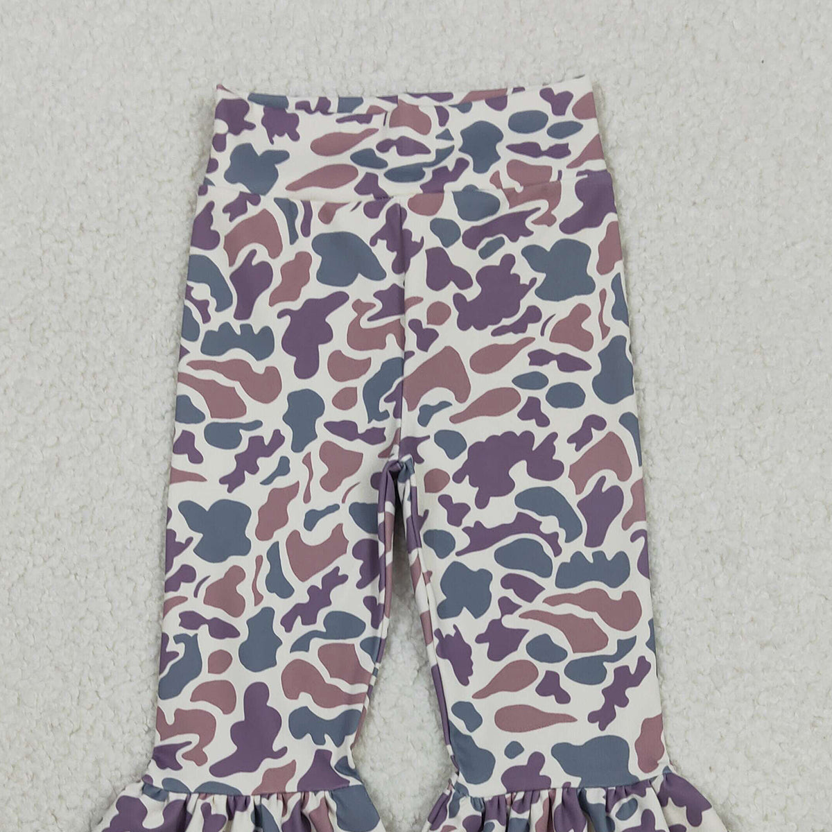Baby Girls Lavender Camo Ruffle Bell Bottom Pants Active Yoga Pants