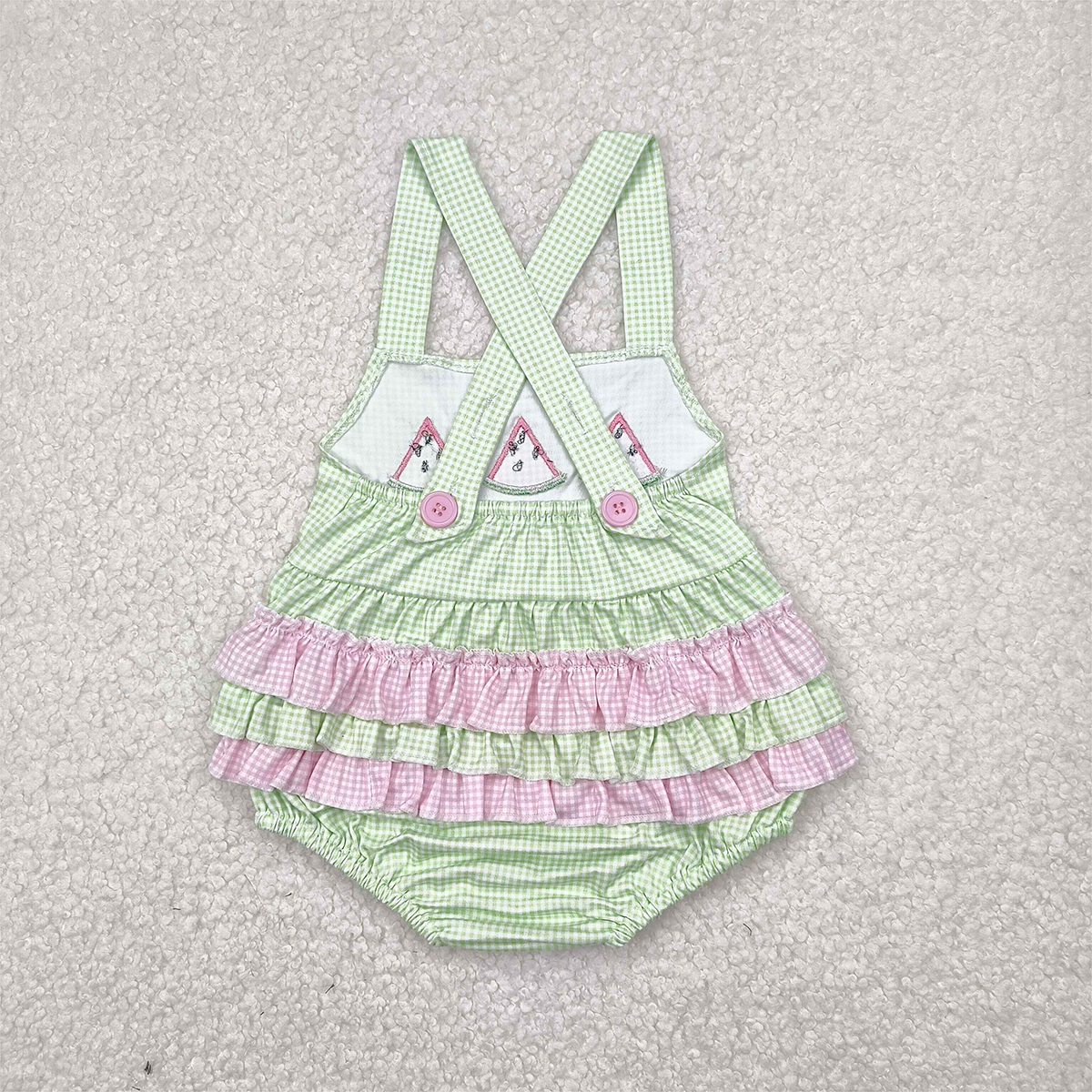 SR2764 Baby Infant Girls Summer Wateremelon Green Ruffles Rompers   D 4.9
