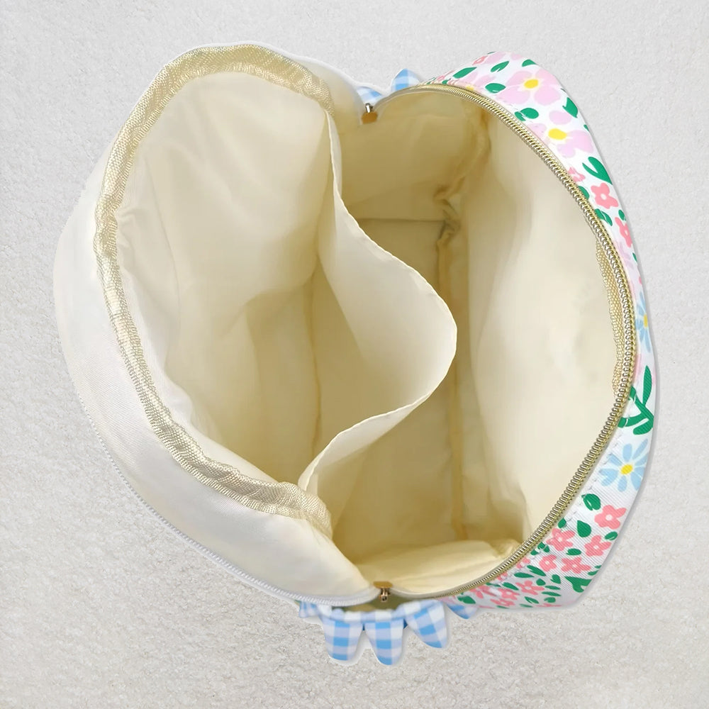 BA0097 Flower pink lace light blue plaid backpack D 8.2