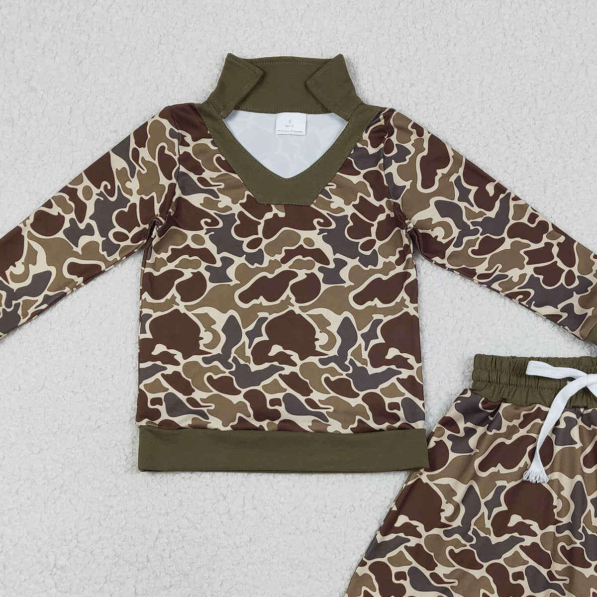 Baby Girls Brown Camo Long Sleeve Outfit Set with Skirt And Shorts for Hunting Theme Clothing