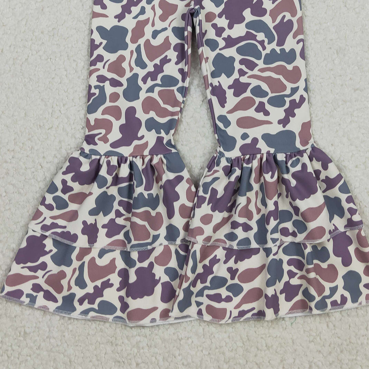 Baby Girls Lavender Camo Ruffle Bell Bottom Pants Active Yoga Pants