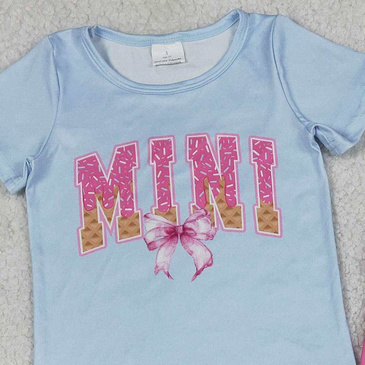 Baby Girls Sprinkle Drip Mini Bow Top with Bell Bottom Pants Outfit Set Cute Baby Clothing Set