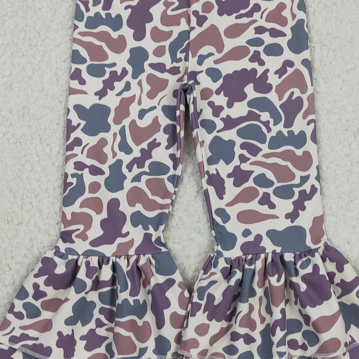 Baby Girls Lavender Camo Ruffle Bell Bottom Pants Active Yoga Pants