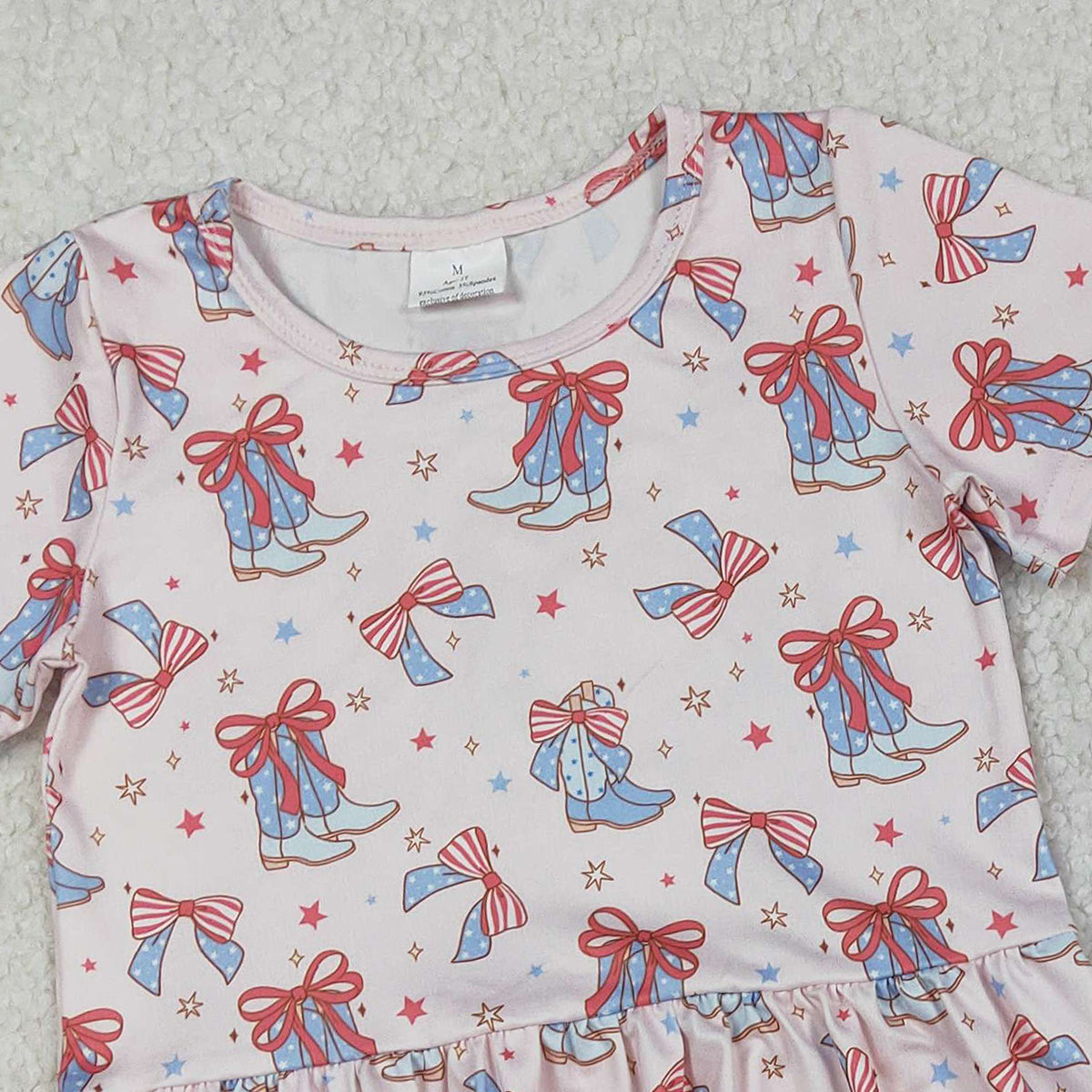 July 4th Outfit  Bows Boots Shorts Set Patriotic Clothing